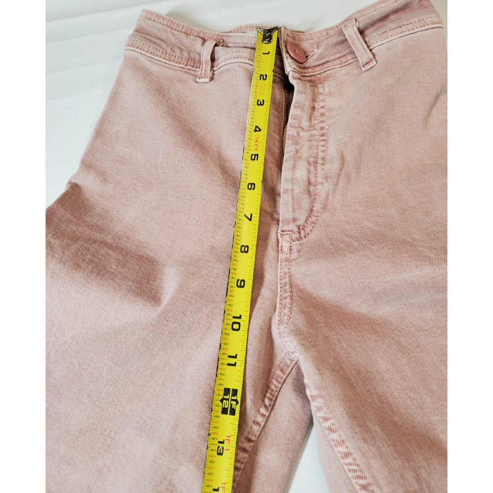 Zara Womens 0 Marine Straight Leg Jeans High Rise Raw Hems Pale Pink Retro - Picture 9 of 11